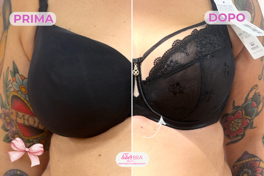 bra fitting prime e dopo reggiseni su misura nero